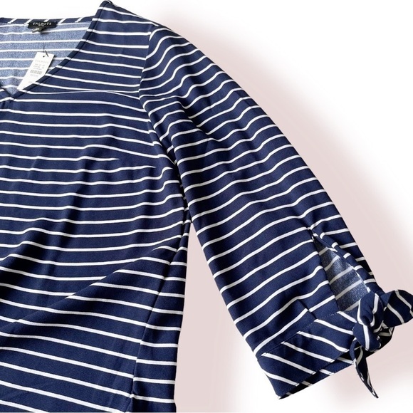 Talbots Nautical Stripe Shirt Blouse Navy Blue White SP - Picture 7 of 12